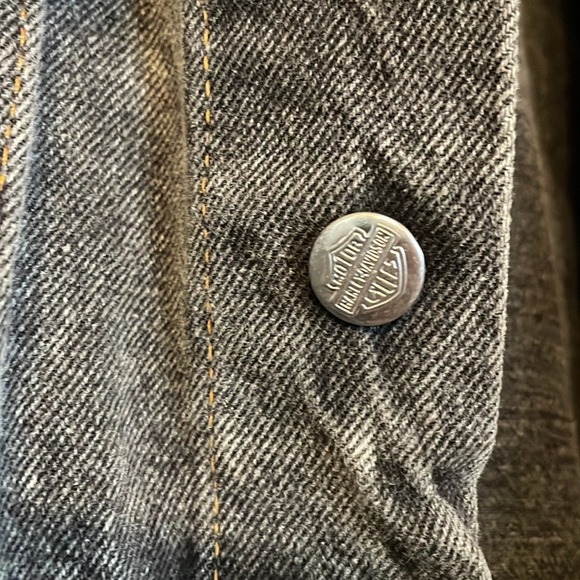 Harley Davidson Vintage 1987 Eagle Print Stone Wash Denim Jacket Mens Size Large - Picture 7 of 10